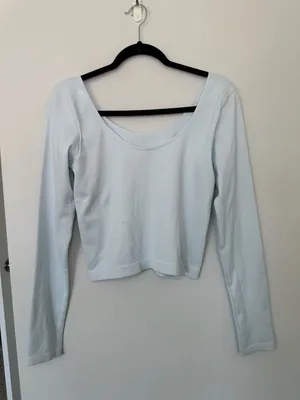 Wild Fable Long Sleeve Scoop Neck Ribbed Top Size XL Soft Blue thumbnail 3