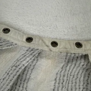 Free People White Grey Metallic‎ Striped Grommet Split Neck Blouse Top Womens M thumbnail 8