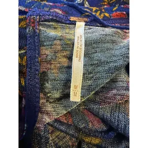 Free People Blue Floral Ruffle boho whimsi‎ dainty cottage top shirt blue Medium thumbnail 7