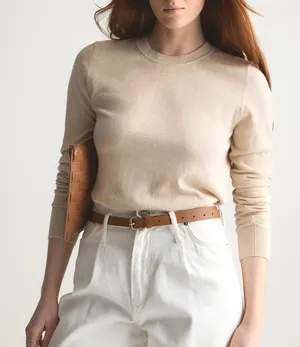 EUC QUINCE Lightweight Cotton Cashmere Crew Sweater - small hole customer return thumbnail 1