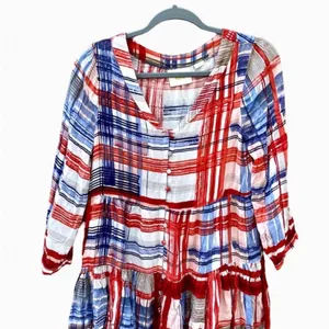 Anthropologie Maeve Lila Red White and Blue‎ Blouse Size S Small thumbnail 2