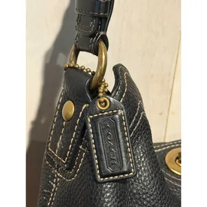 Coach Chelsea Black Pebbled Leather Hobo Shoulder Bag 10948 Turnlock Vintage Y2K thumbnail 7