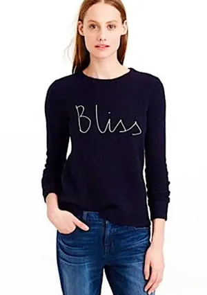 GUC J. CREW Bliss Wool Blend Navy Sweater thumbnail 1