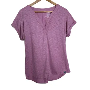 🩷 L.L. Bean Women Medium Streamside Tee Short-Sleeve Splitneck Dusty Rose Casual thumbnail 3