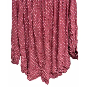 Free People Boho High Low Boyfriend Shirt Rust‎ Women's Size Large thumbnail 6