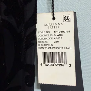 Adrianna Papell Size-22W Black Dress Glitter Velvet Faux‎ Wrap Cocktail thumbnail 11
