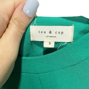 TEA & CUP LOS ANGELES S‎ Green Fit and Flare Sleeveless Mini Dress thumbnail 3