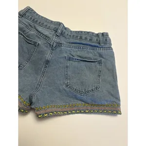 SHEIN Embroidered Denim Shorts Womens Boho Festival Y2K Blue Size S/M thumbnail 5