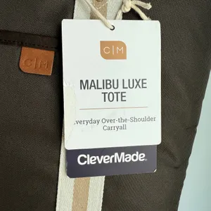 CleverMade Malibu Luxe Tote Bag 15” Laptop Work Travel Shoulder Bag Brown NWT thumbnail 4