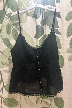 Zara Black Lace-Trim Button-Front Camisole thumbnail 1