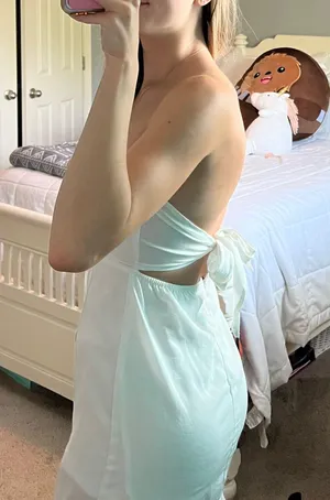 White Strapless Ruffle Dress thumbnail 3