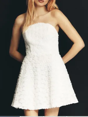 Hutch Patricia Textured Strapless Mini Dress White Bridal Size 0 NWOT thumbnail 1
