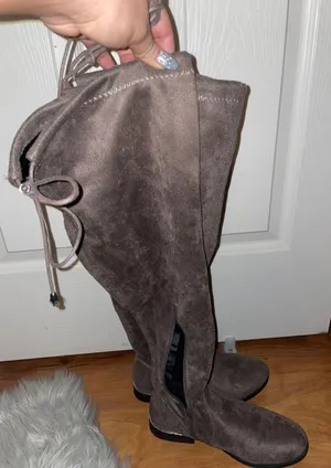 Gray Thigh High Boots Size 7 thumbnail 1