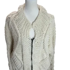 Vintage Imbacocha 100% Wool Fisherman Cable Knit Zip Cardigan L XL thumbnail 5
