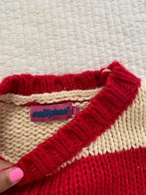 Edikted red and white striped sweater thumbnail 2