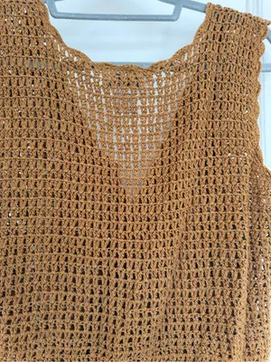 Vintage Crochet Vest in Deep Brown Size M thumbnail 6