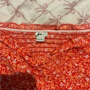 Aerie Red and White Floral Crop Tube Top thumbnail 3