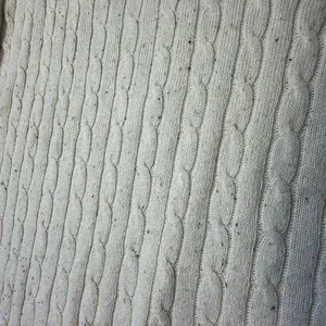 Karen Scott LRG Cream Cable Knit Crewneck Sweater Cotton Blend Speckled Academia thumbnail 5