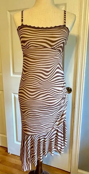 Wild Fable Women’s Zebra Midi Dress Brown Tan XS thumbnail 1
