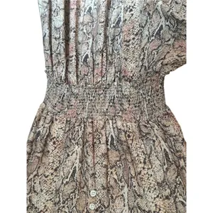 Rails Karla Watercolor‎ Snakeskin Pink Smocked Tiered Dress Sz S thumbnail 8