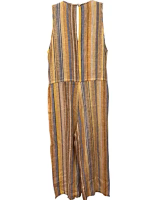 Anthropologie Drew Linen Blend Yellow Striped Jumpsuit Romper thumbnail 5