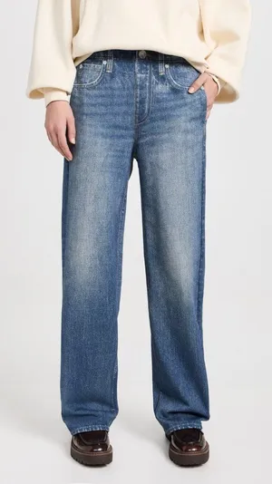 NWT rag & bone Miramar Wide Leg in Lenox Phot-Printed Faux Jean Sweat Pants XXS thumbnail 1