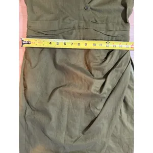 MODESEES Dress Olive M Womens Ruched Faux Wrap‎ Long Sleeve Midi Modest thumbnail 2