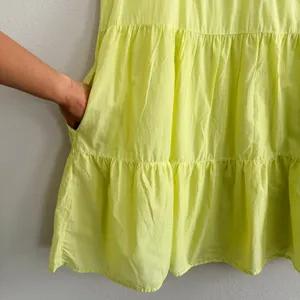 Nation LTD Luella Tiered Mini Dress in Tennis Ball Pima Cotton Pockets Sz Medium thumbnail 6