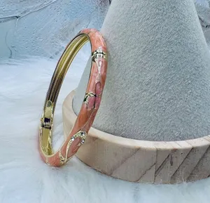 Peachy Pink Flower Enamel Cloisonne Bracelet Bangle thumbnail 2