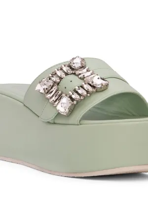 Beautiisoles Mint Green Jeweled Slide thumbnail 2