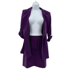 Alice + Olivia Purple Ena Hook Eye‎ Closure Blazer Skirt Suit Outfit Set Size 6 thumbnail 3