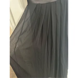 Max and Cleo Black Satin Chiffon Gown size 4 Small hole on the bottom of the dre thumbnail 7