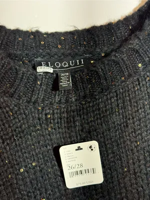 NWT ELOQUII Black Sequin Knit Long Sleeve Sparkle Pullover Sweater Size 26/28 thumbnail 7