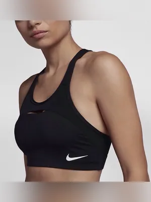Nike Classic Swoosh Modern Women's Medium Support Sports Bra Black DRI-FIT SzM thumbnail 3