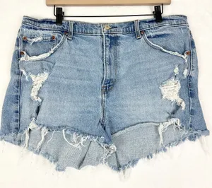 Abercrombie Fitch High Rise Mom Short Size 34 18 Cutoff Raw Frayed Hem thumbnail 1