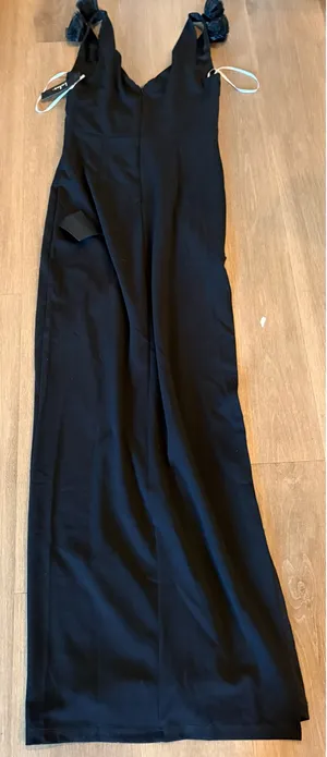 Lulus Maxi Black Dress 3D flowers  thumbnail 5