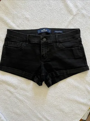 Hollister Women's Black Roll-Cuff Denim Shorts thumbnail 2