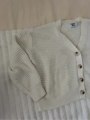 Princess Polly Cream Button-Front Ribbed Knit Cardigan thumbnail 3
