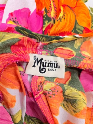Show Me Your Mumu Raquelle Romper Floral Bold Tropical Print Ruffle Trim Small thumbnail 4