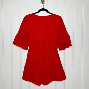 Anthropologie Listicle Mid Bell Sleeve Romper with Cut Out Knot Front thumbnail 4