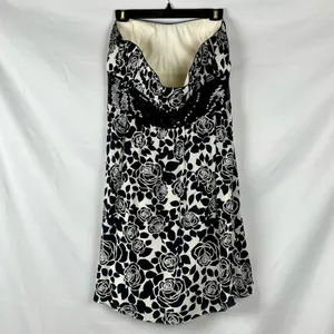 White House Black Market Silk Floral Sequined Sleeveless Mini Dress 12 thumbnail 3