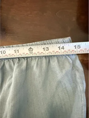 Light Blue Chambray Strapless Maxi Dress with Elastic Waist thumbnail 9
