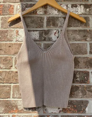 H&M Taupe Ribbed Tank thumbnail 1