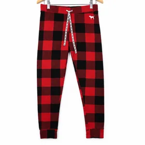 PINK Victoria's Secret Sleep Set Waffle Knit Women M Red Black Buffalo Plaid thumbnail 10