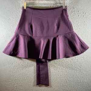 1284 | Zara Ruffled‎ Wrap Tie Waist Mini Skort Purple Womens S thumbnail 2