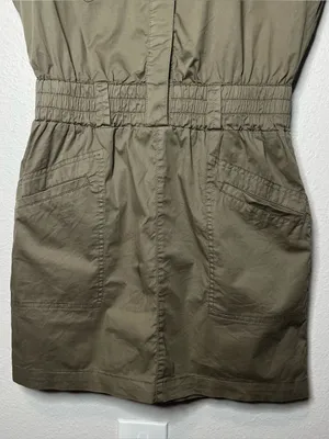 Pistola Cap Sleeve Smocked Waist Rosie Mini Dress in Army Olive Green thumbnail 7