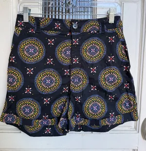 Maeve Anthropologie Black Medallion Print Chino‎ Shorts Size 2 High Rise thumbnail 1