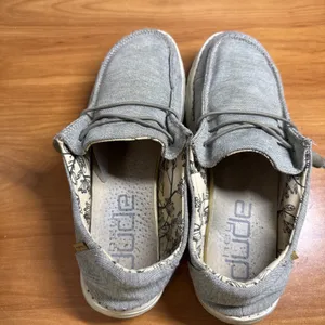 Hey Dude Wendy Women's Casual Shoes Slip On Size 10 Grey White Stretch Steppa thumbnail 3