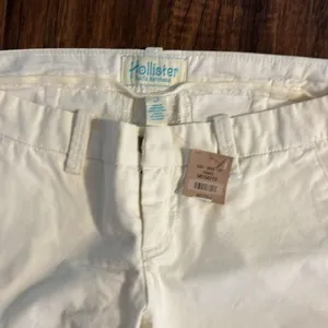 NWT Hollister Off White Beige Betty Cotton Lowrise Pants Size 3 thumbnail 4