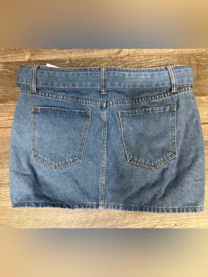 NWT Forever 21 Belted Denim Cargo Mini Skirt Utility Y2K Size Large thumbnail 4